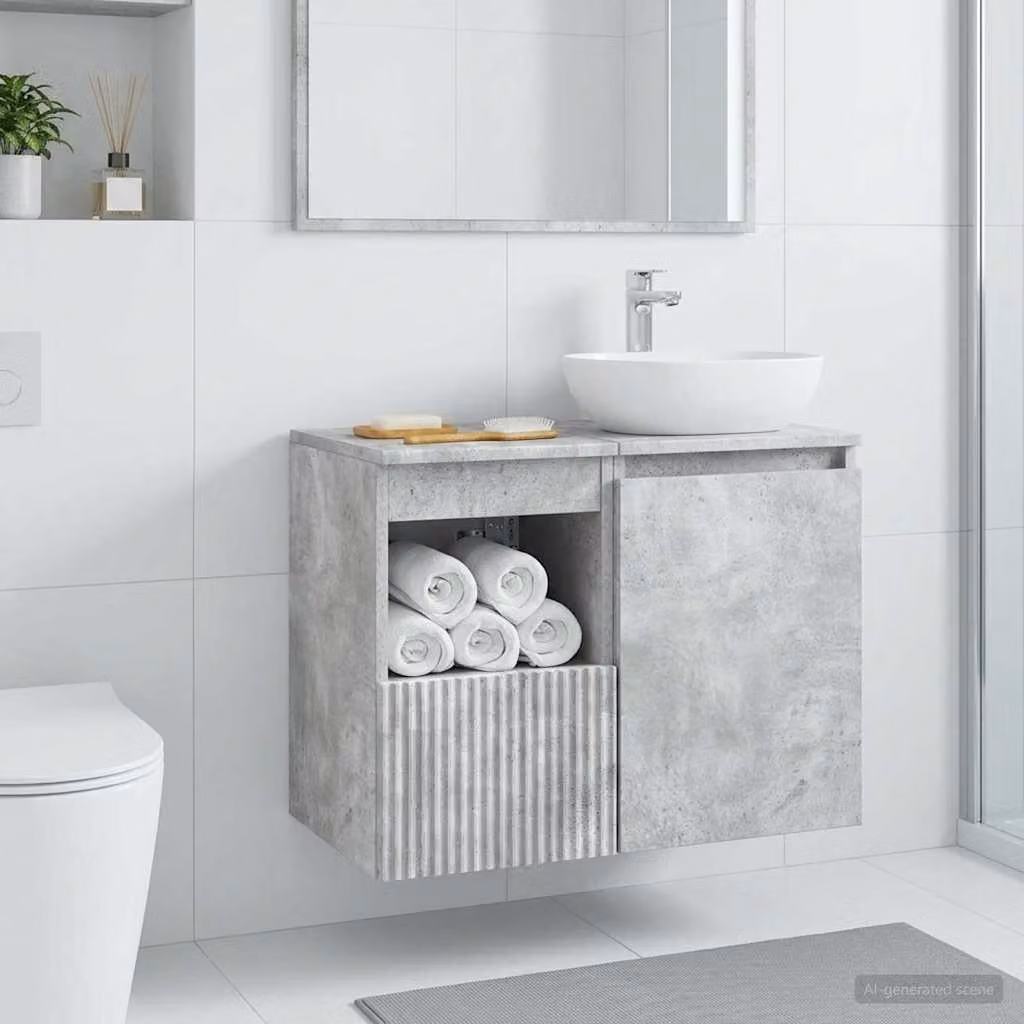 Mobile da bagno vidaXL in MDF grigio con ante a battente e ripiani interni L/P/H: 30 x 35 x 50 cm