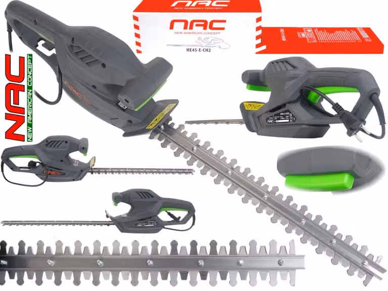 Tagliasiepi elettrico NAC, 450W, 45 cm, motore potente, design ergonomico, ideale per tagliare siepi e cespugli con precisione e velocità, l'attrezzo da giardino ideale.