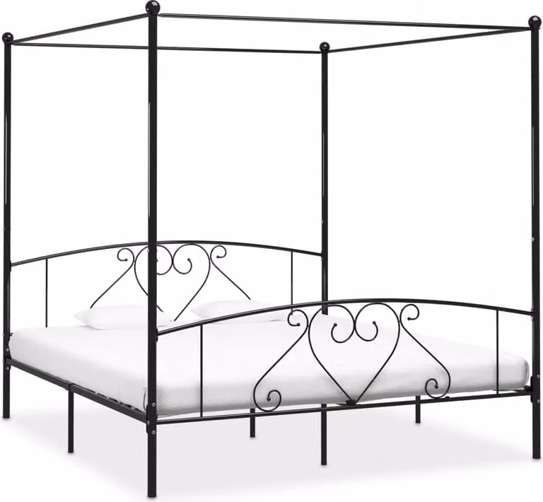vidaXL Struttura letto a baldacchino in metallo nero 200 x 200 cm - Struttura letto - Cornici letto - Struttura letto - Letto matrimoniale