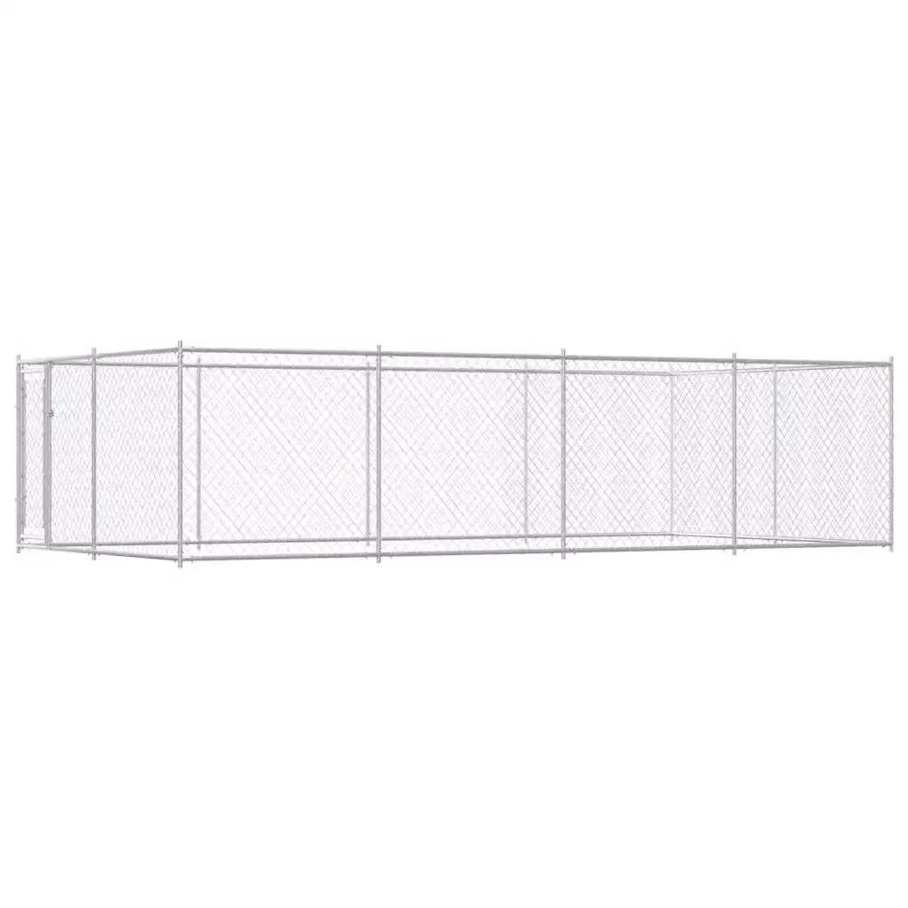 Canile da esterno Videx in acciaio zincato color argento L/P/H: 7,6 x 3,8 x 1,9 m – 2
