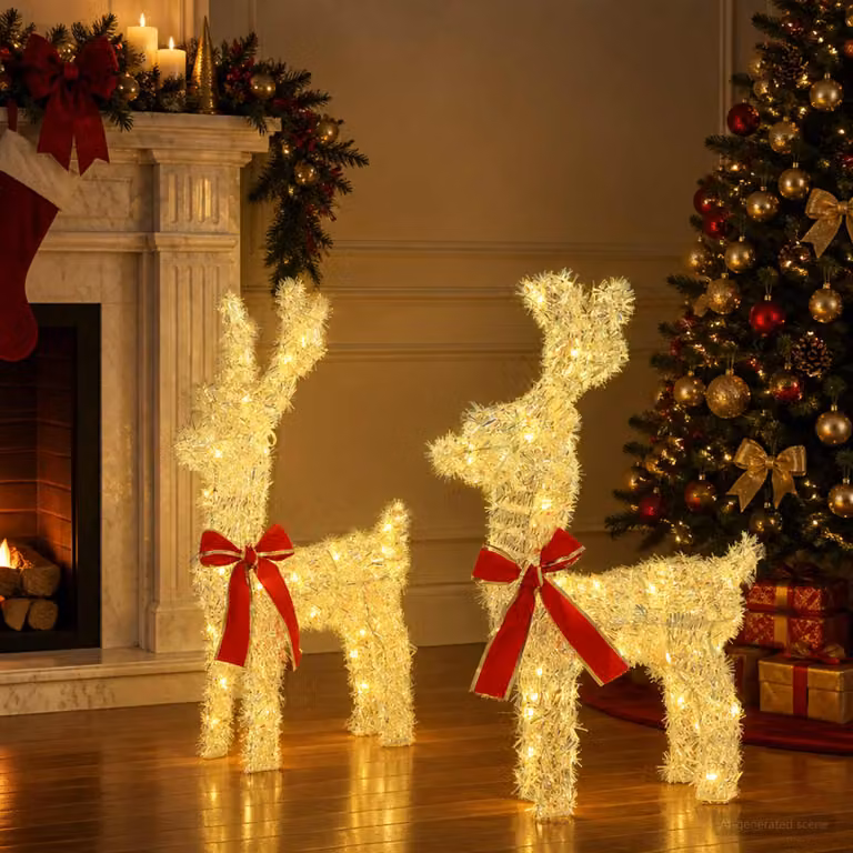 vidaXL Renna di Natale 3D LOVIISA 2 pz 80 LED Bianco caldo