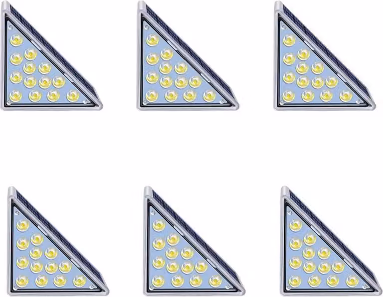 Luci a LED per gradini solari - Illuminazione per scale a LED - Grado di protezione IP67, impermeabile - Forma triangolare - 3000K, luce bianca calda - Set da 6 pezzi