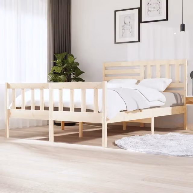 Giroletto vidaXL in legno massello di pino bianco con doghe fisse L/P/H: 205.5 x 140 x 146 cm