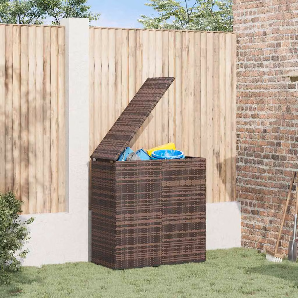 Contenitore da giardino moderno vidaXL in rattan PE e metallo, colore marrone, L 100 x P 49 x H 103,5 cm