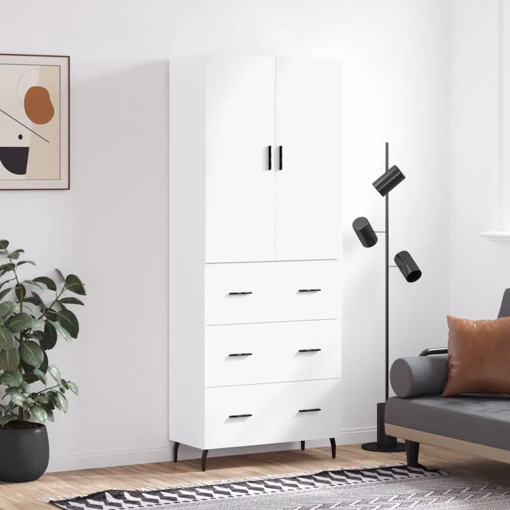 Credenza moderna vidaXL bianca con ante a battente e ripiani interni L: 69,5 cm, P: 34,0 cm, H: 180,0 cm