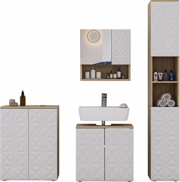 Set di mobili da bagno Edge Bianco 4 pezzi Vicco