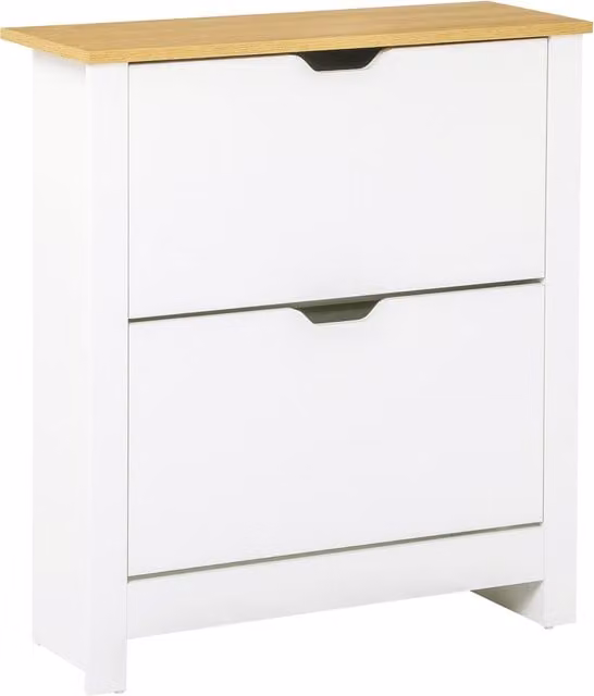 Scarpiera Moderna HOMCOM in Legno Bianco con Ripiani Interni e Cassetti, L: 72 cm, P: 26 cm, H: 80 cm