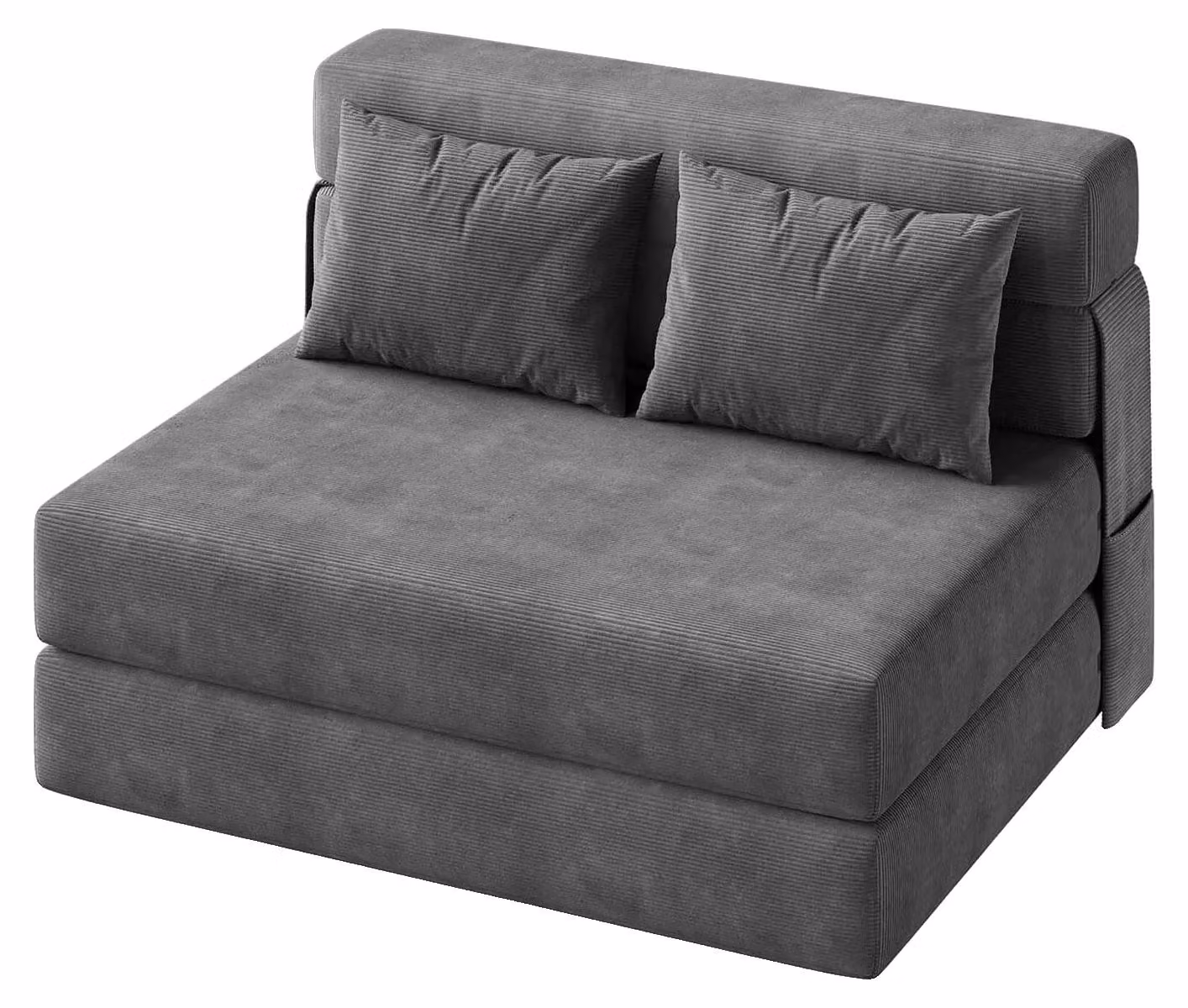 Divano letto trasformabile, rivestito in morbido tessuto di velluto, design salvaspazio, colore grigio scuro