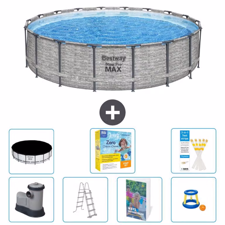 Piscina gonfiabile Bestway Steel Pro MAX, rotonda, 549x122 cm, composta da 6 parti, modello S529