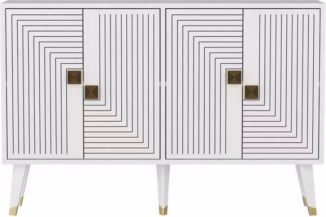 Credenza in legno "Ahart" - 120 x 30 x 80 cm - Bianco