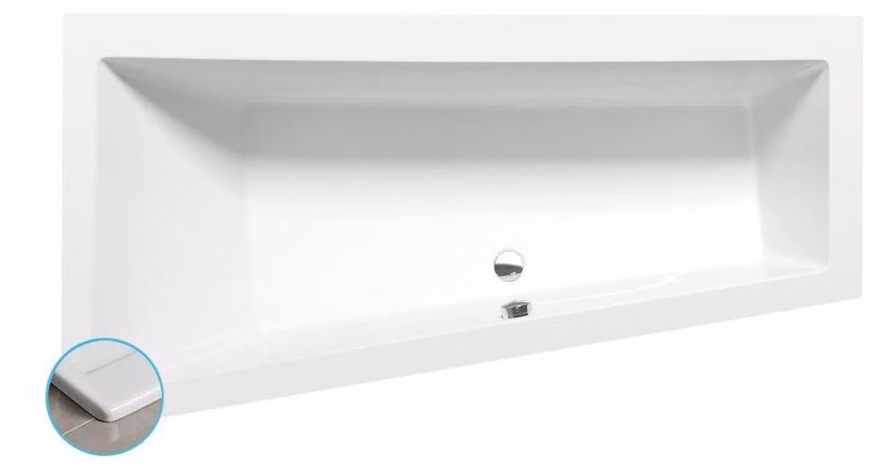 Vasche Polysan - Vasca asimmetrica Andra Slim L, 1800x900x450 mm, bianco 72872S