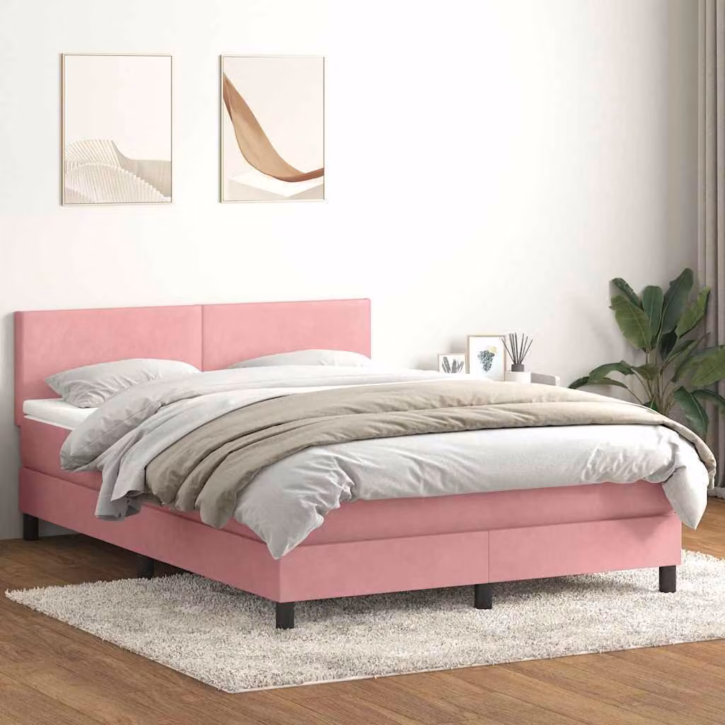 Maison Exclusive - Letto a Molle con Materasso e LED Rosa 140x220 cm in Velluto