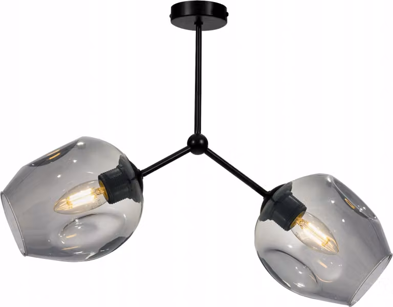 Light-Home Prage illuminazione da soffitto lampade da soffitto - lampada da soffitto industriale per soggiorno camera da letto e sala da pranzo - lampada a sospensione in vetro con metallo a 2 luci - grafite