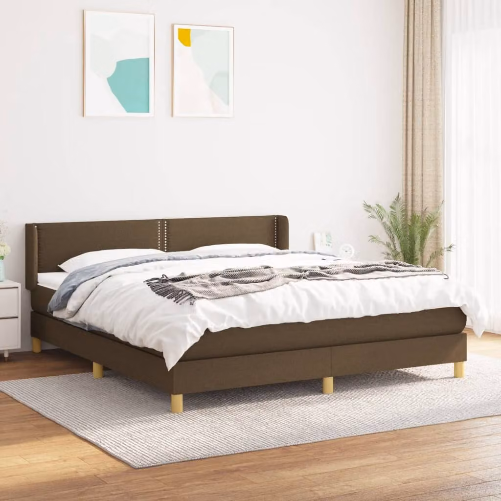 Maison Exclusive - Letto boxspring con materasso, marrone scuro, 180x200 cm, rivestimento in tessuto