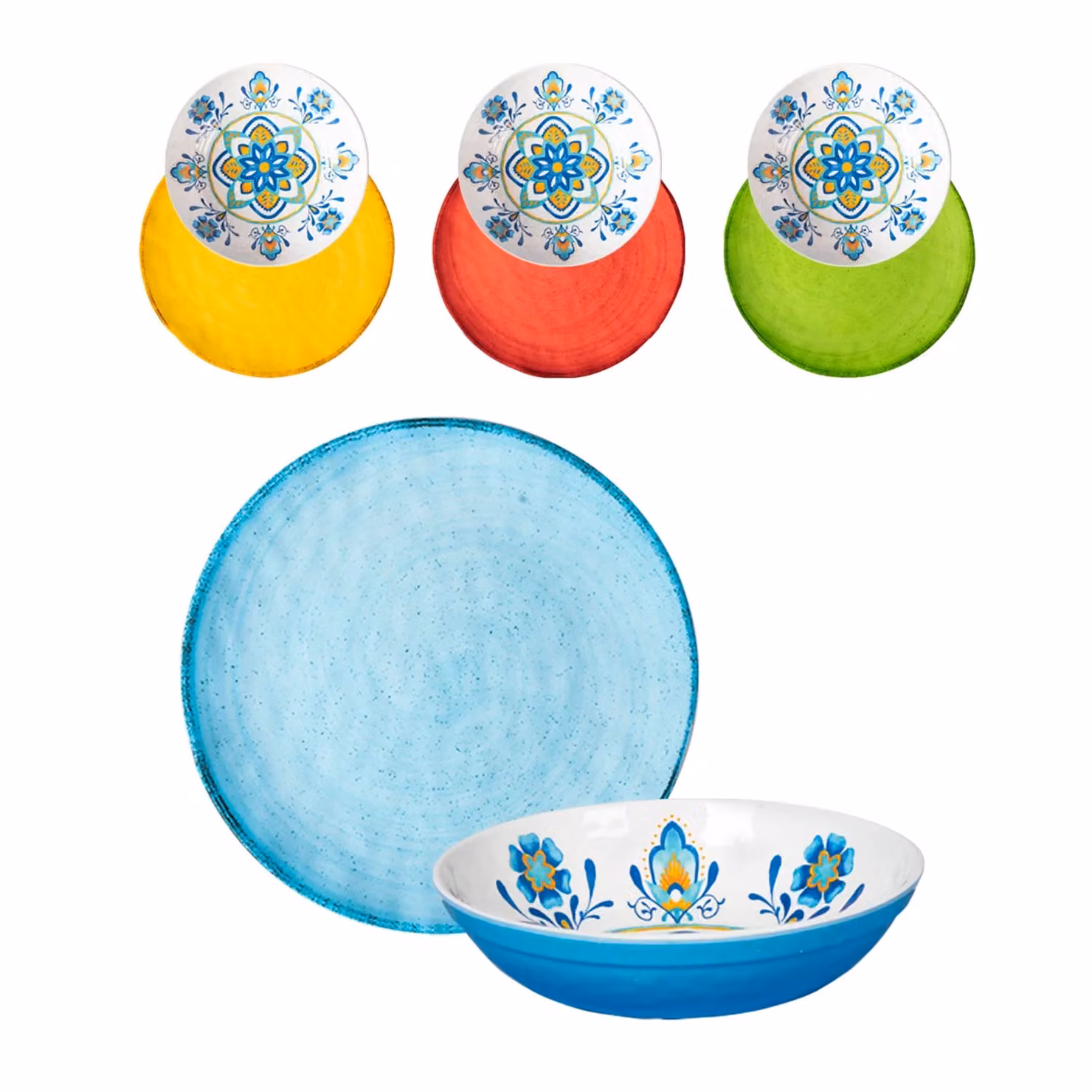 Servizio di piatti Maioliche Gusto Casa in melamina multicolore, 8 pezzi