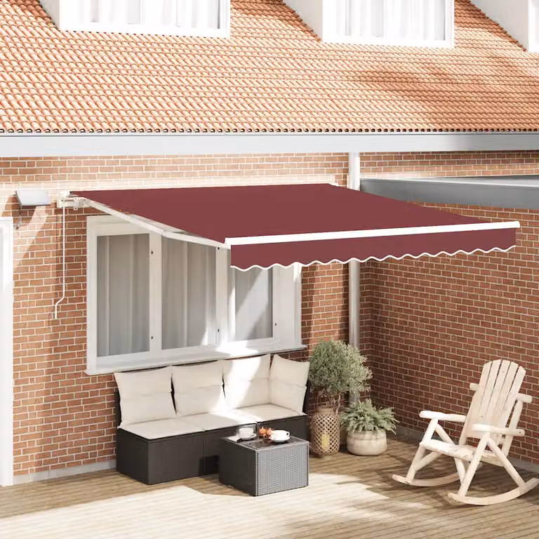 vidaXL Tenda da Sole Retrattile Manuale con LED Bordò 300x250 cm
