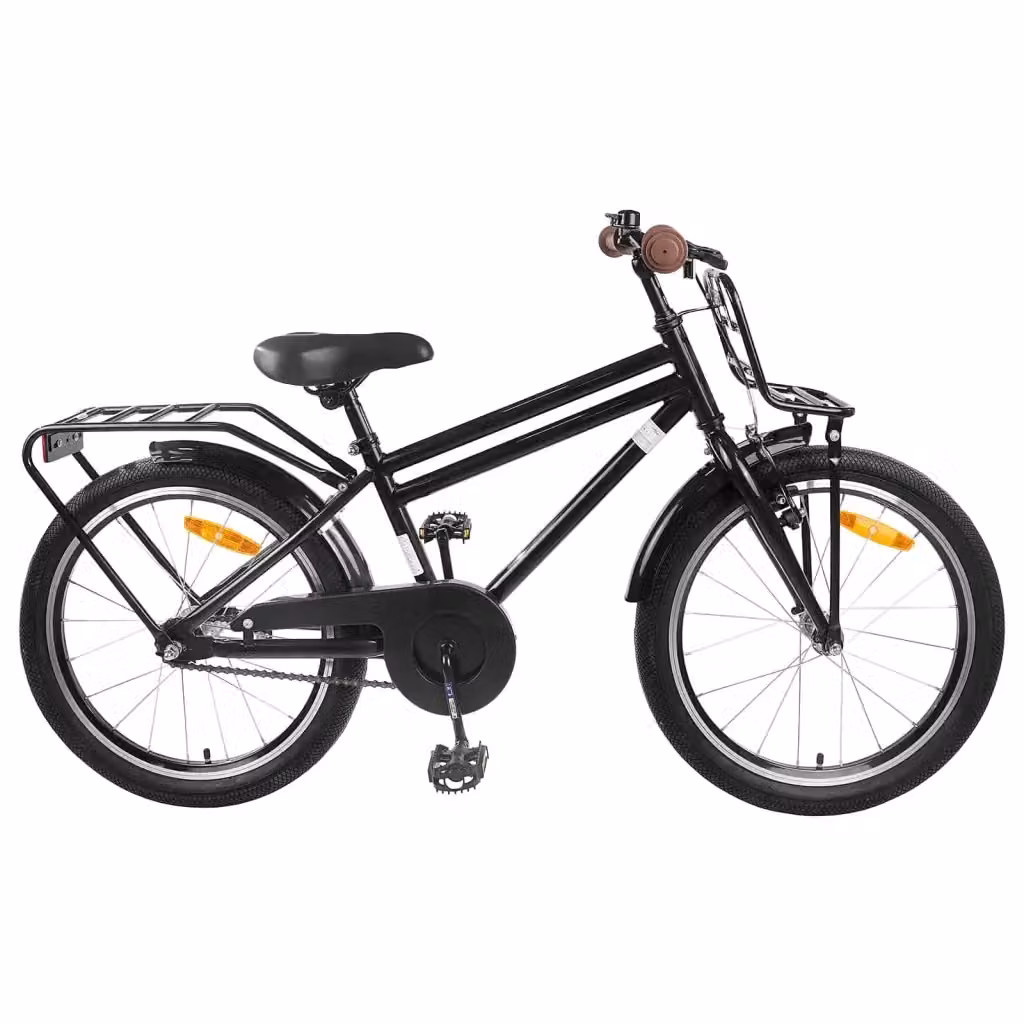 Bicicletta per bambini da 18 pollici nera con struttura in metallo e pneumatici in gomma – 2