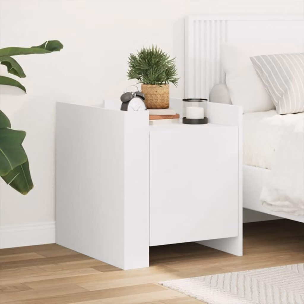 Comodino sospeso vidaXL Bianco opaco in MDF L: 45 cm, P: 50 cm, H: 50 cm