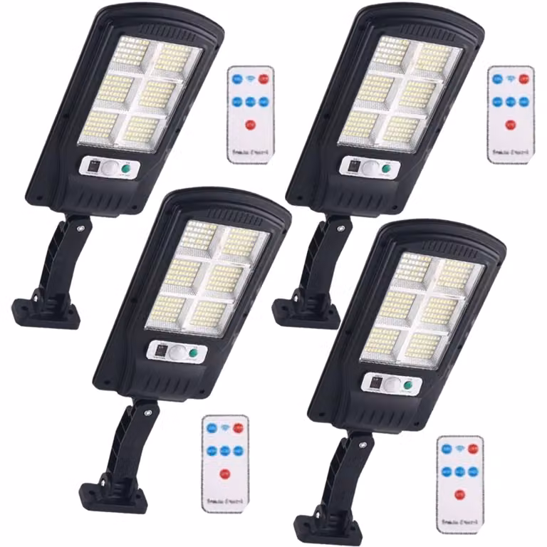 Confezione da 4 luci solari a LED, con 240 LED, sensore di movimento e grado di protezione IP65