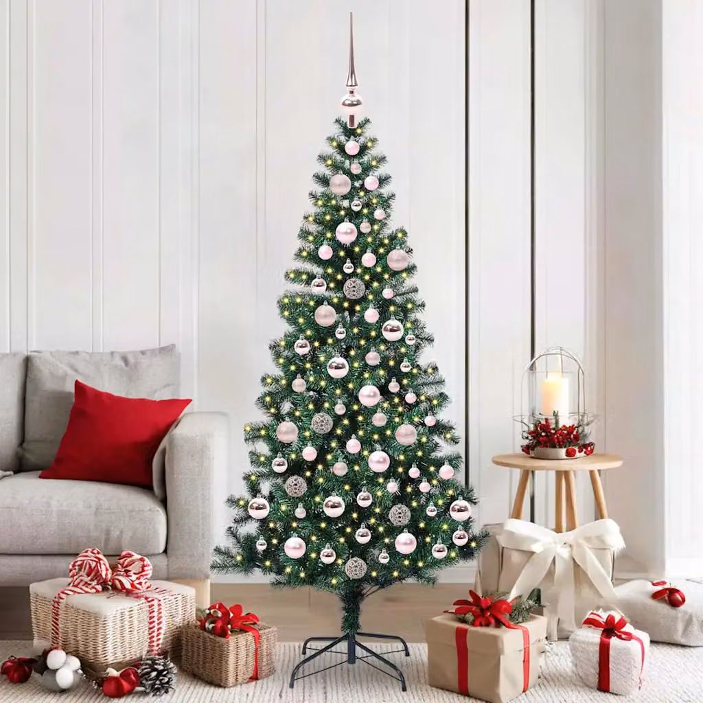 Albero di Natale artificiale vidaXL con luci LED bianco caldo Verde 180 cm