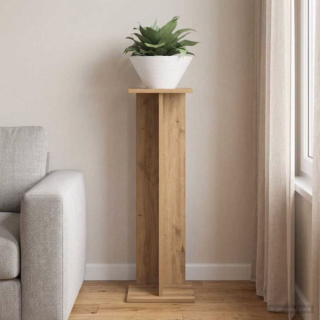 vidaXL Supporto per piante in legno Rovere Marrone L/P/H: 25 x 25,5 x 80,5 cm
