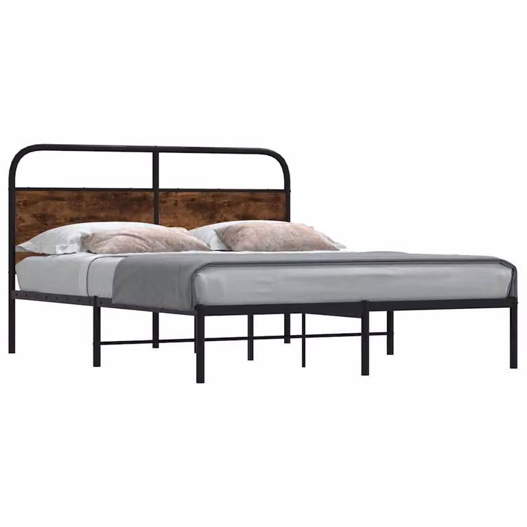 Giroletto senza materasso vidaXL in rovere fumo e metallo, L/P/H: 200 x 150 x 100 cm