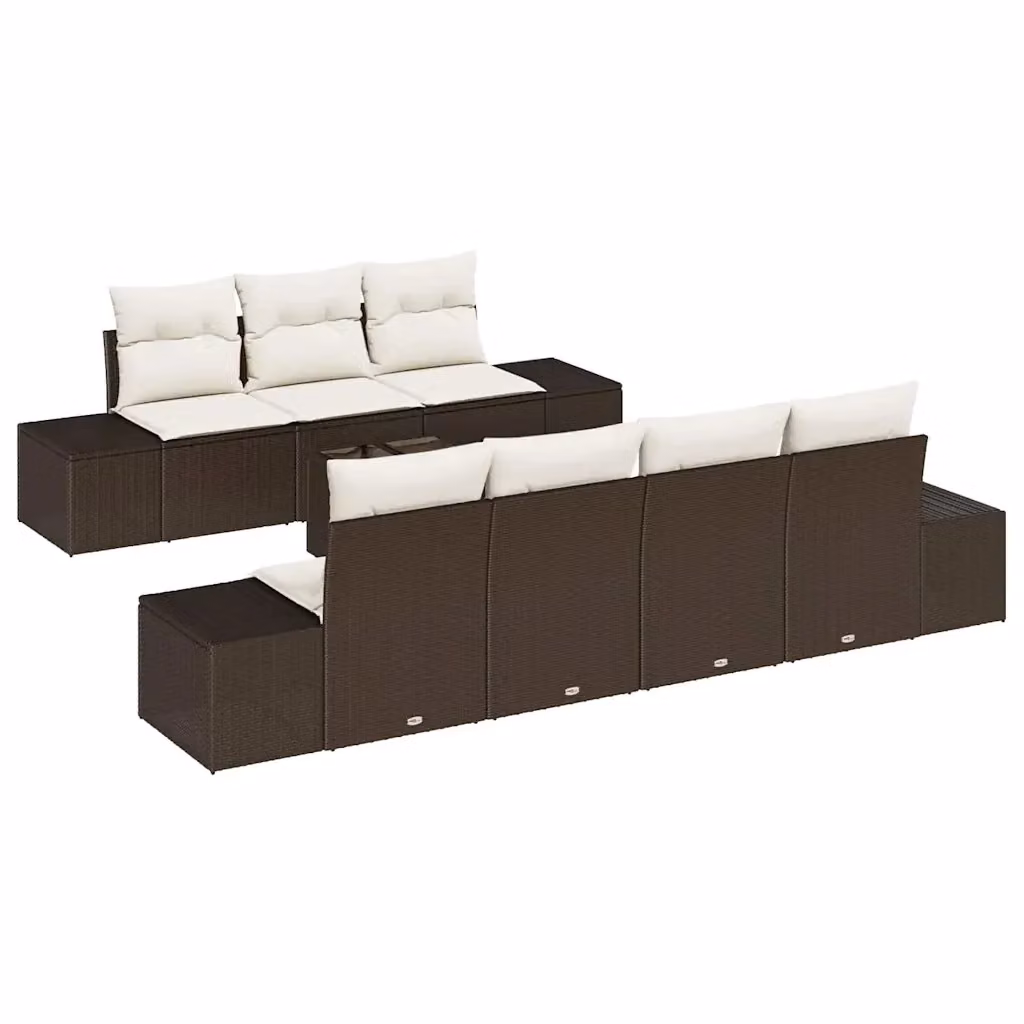 Set Divano da Giardino Moderno vidaXL con Tavolino da Caffè e Cuscini Marrone – 2