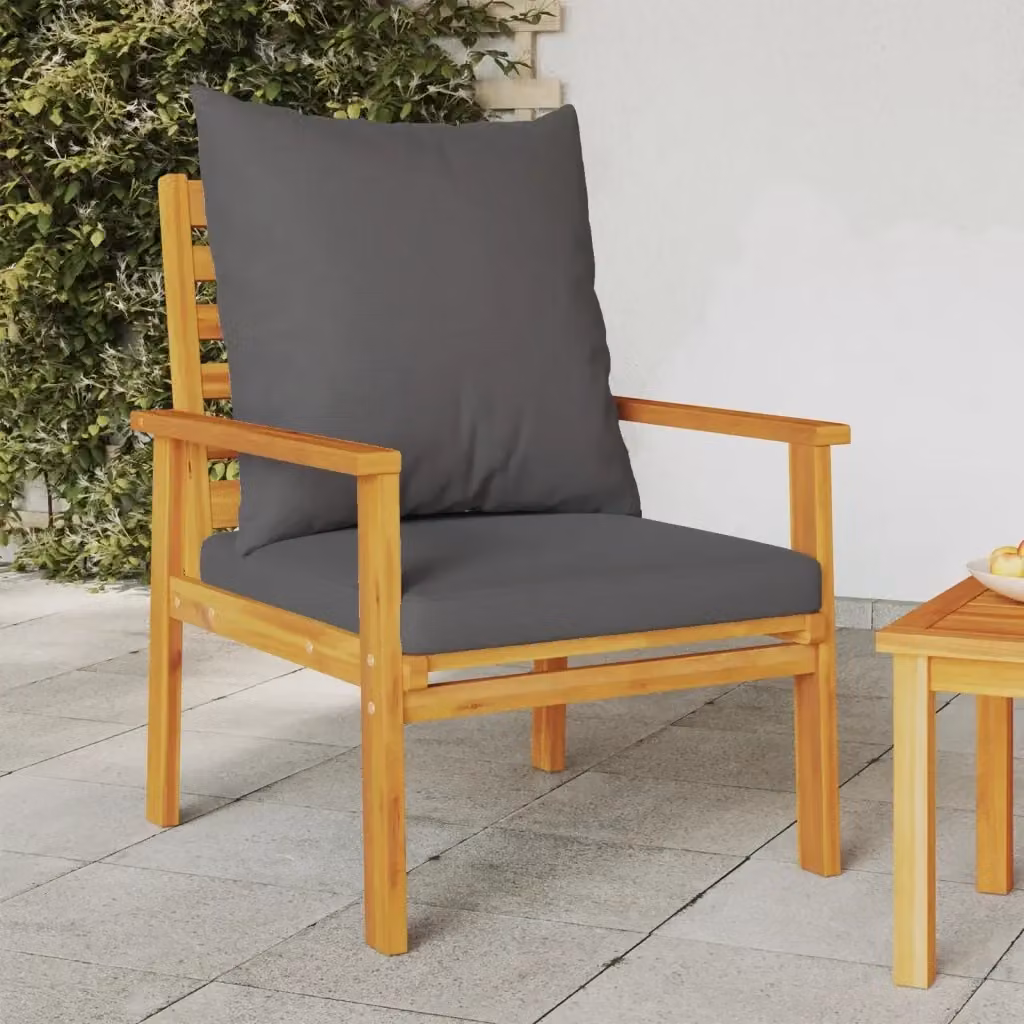 Set di 2 poltrone da giardino in legno massello di acacia con cuscini grigi CFW5887208 – 2