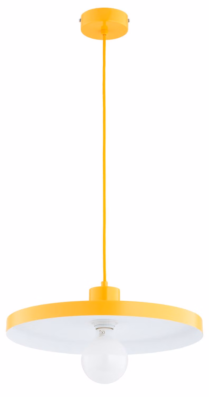 Lampada a sospensione a disco piatto ETERI giallo-arancione 1xE27x15W in metallo, dimensioni: 80x40x40 cm, IP20, Alfa