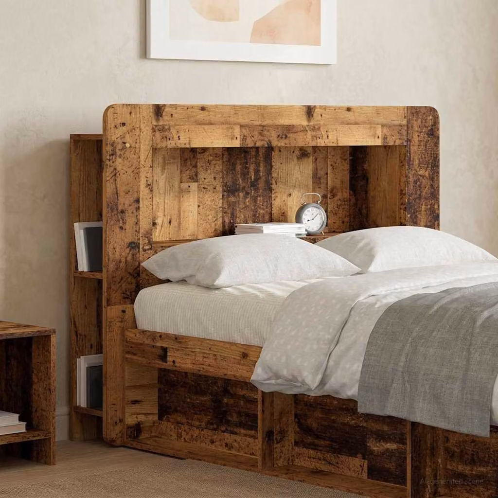 Testata del letto moderna vidaXL in legno ingegnerizzato marrone con ripiani integrati