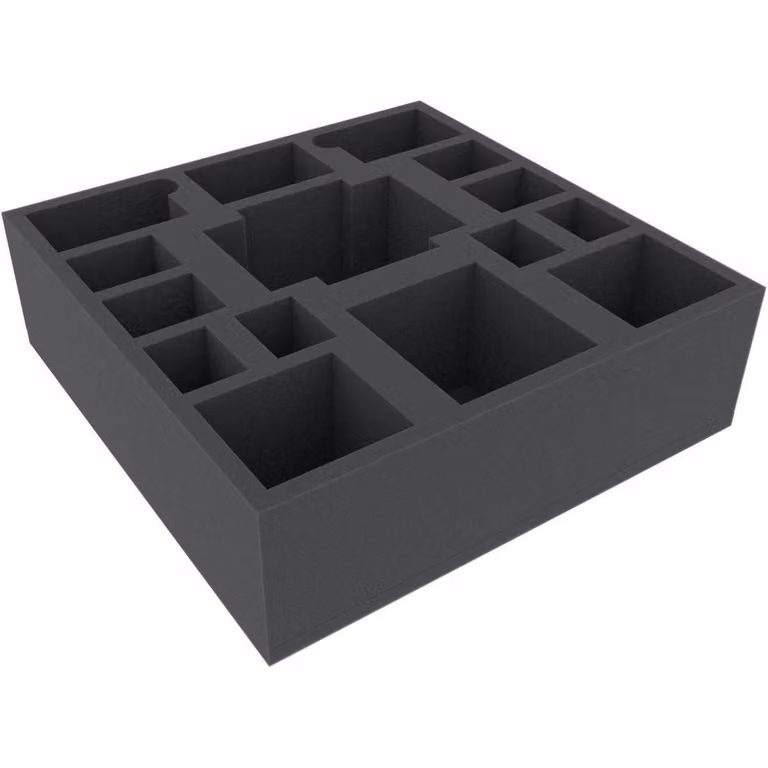 Inserto in schiuma 295x295x90 mm con 15 scomparti per giochi da tavolo
