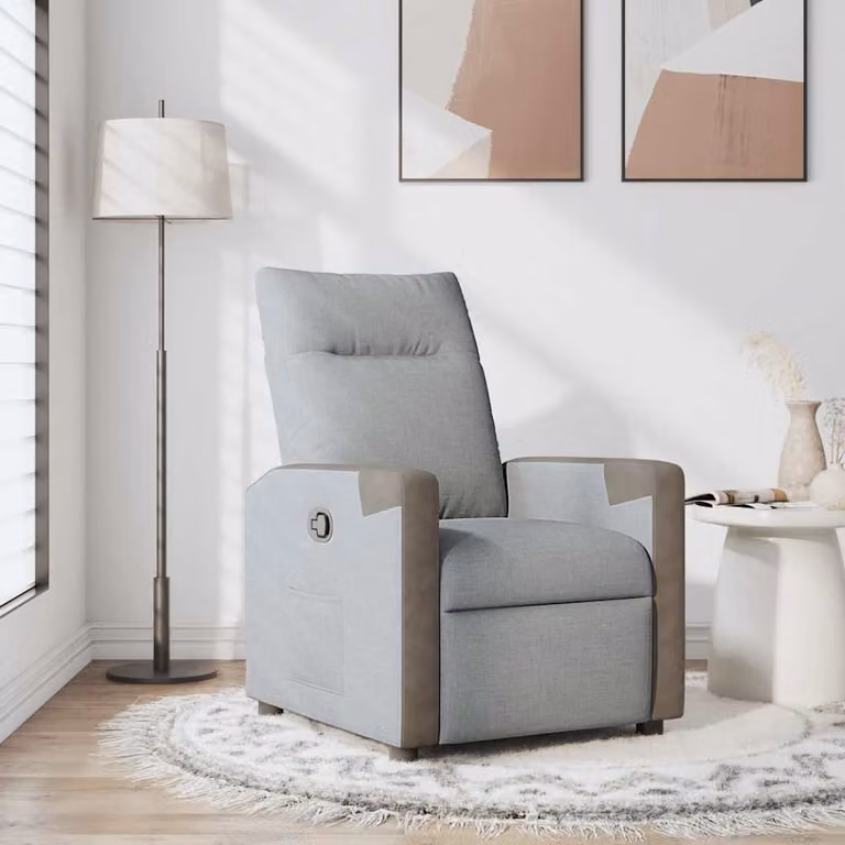 vidaXL Poltrona Reclinabile Relax in Tessuto Grigio con Braccioli e Regolazione Manuale