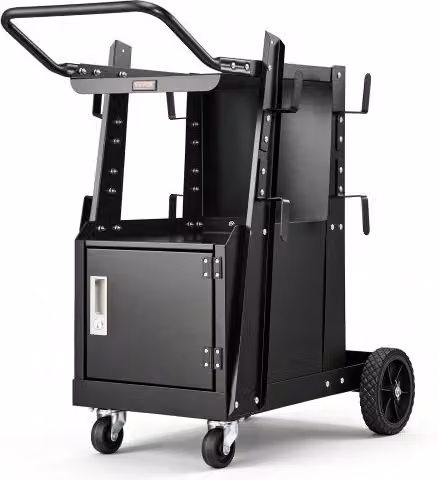Carrello per Saldatura VEVOR Nero con 2 Ripiani, Armadio con Serratura Antifurto e Ruote, Capacità di Carico 80-120 kg per Attrezzatura MIG TIG ARC MMA