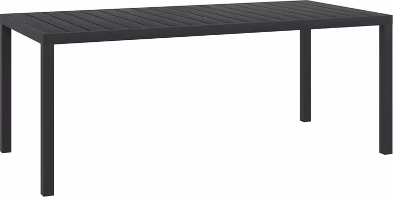 The Living Store Tavolo da pranzo da giardino WPC Alluminio 185 x 90 x 74 cm Nero
