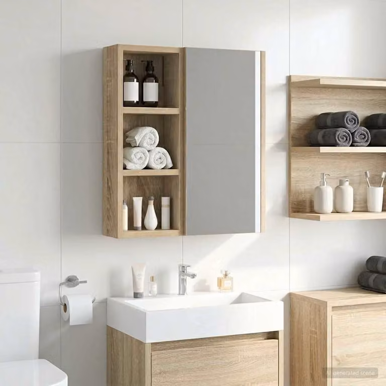 Armadio da bagno a muro moderno vidaXL in Rovere Sonoma, L: 20 cm, P: 10 cm, H: 50 cm