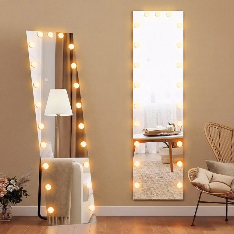 Specchio XL - Specchio da parete - Specchio senza cornice - Specchio a figura intera - Specchio da trucco (stile Hollywood)