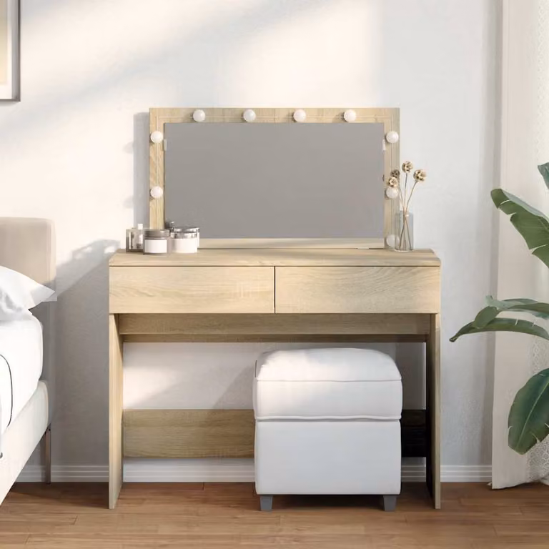vidaXL Toeletta con LED in Rovere Sonoma, L: 100 cm, P: 40 cm, H: 120 cm