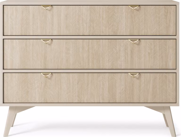 Comodino, credenza - Design elegante, colori marrone e beige, larghezza 106 cm