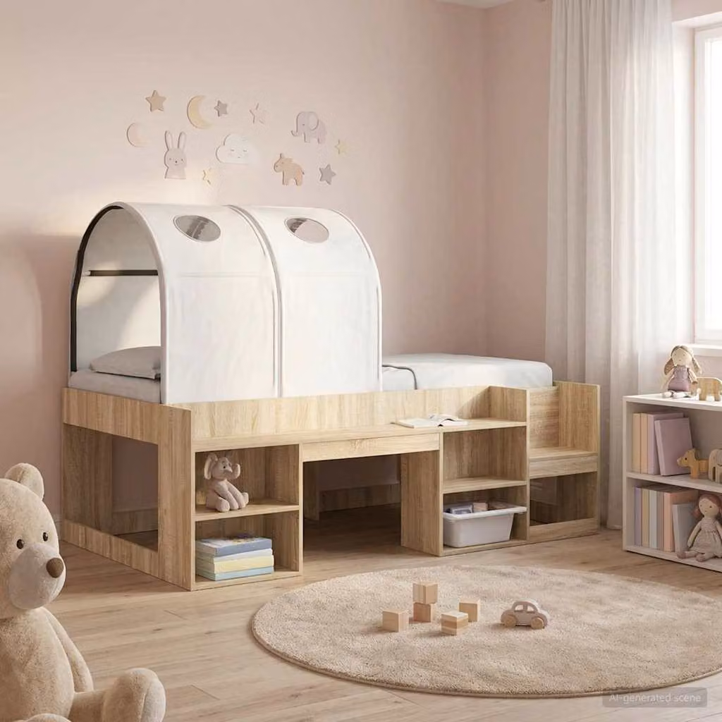 Set di 2 tunnel vidaXL per letto a soppalco per bambini in poliestere bianco
