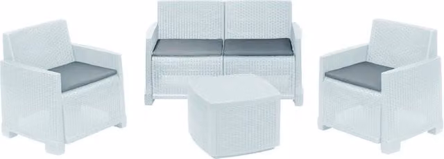 Set da Giardino Como Colore Bianco con 4 Cuscini