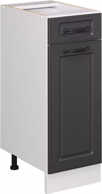Mobiletto base per cucina Vicco R-Line stile rustico, colore antracite e bianco, L: 30 cm