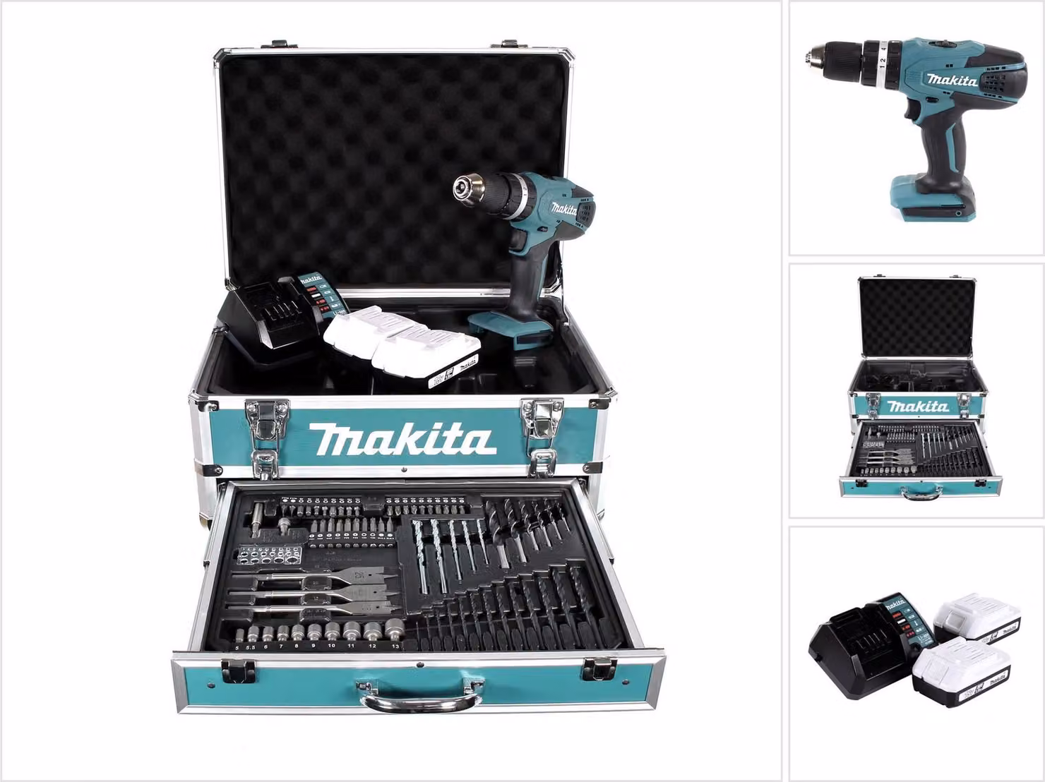 Makita HP457DWEX4 - Perceuse/visseuse - sans fil - 2 vitesses - 42 N-m - 2 Batteries