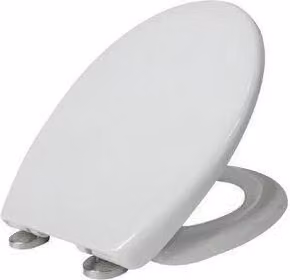 Sedile per WC Ramm, compatibile con il modello Koło Rekord, realizzato in plastica dura antibatterica, con cerniera in metallo