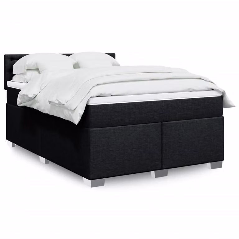vidaXL Giroletto a Molle con Materasso Ibrido in Tessuto Nero L/P/H: 140 x 200 cm