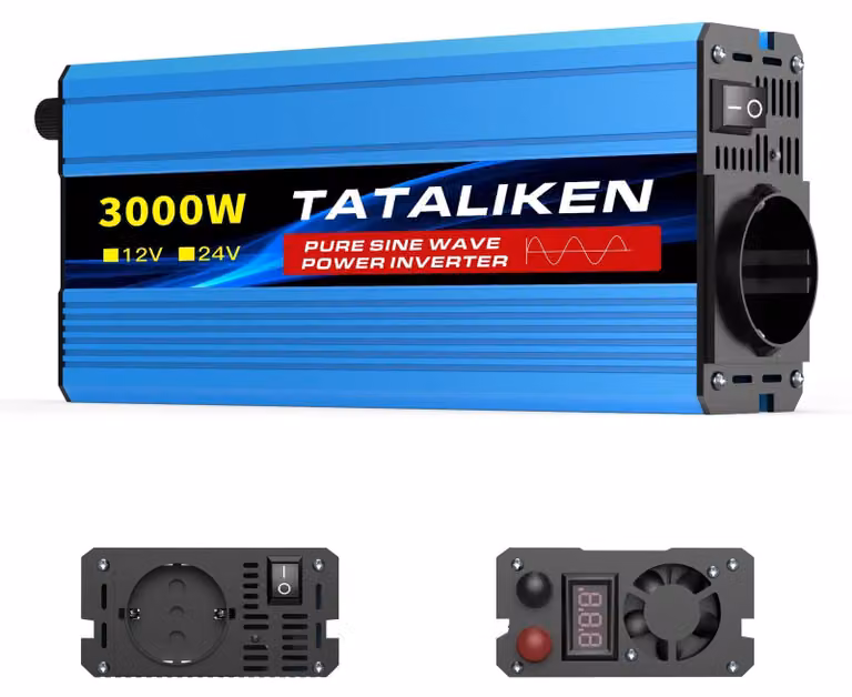Inverter a onda sinusoidale pura, uscita 220V AC, display LCD, 12V 3000W, 220V, 50Hz, standard europeo