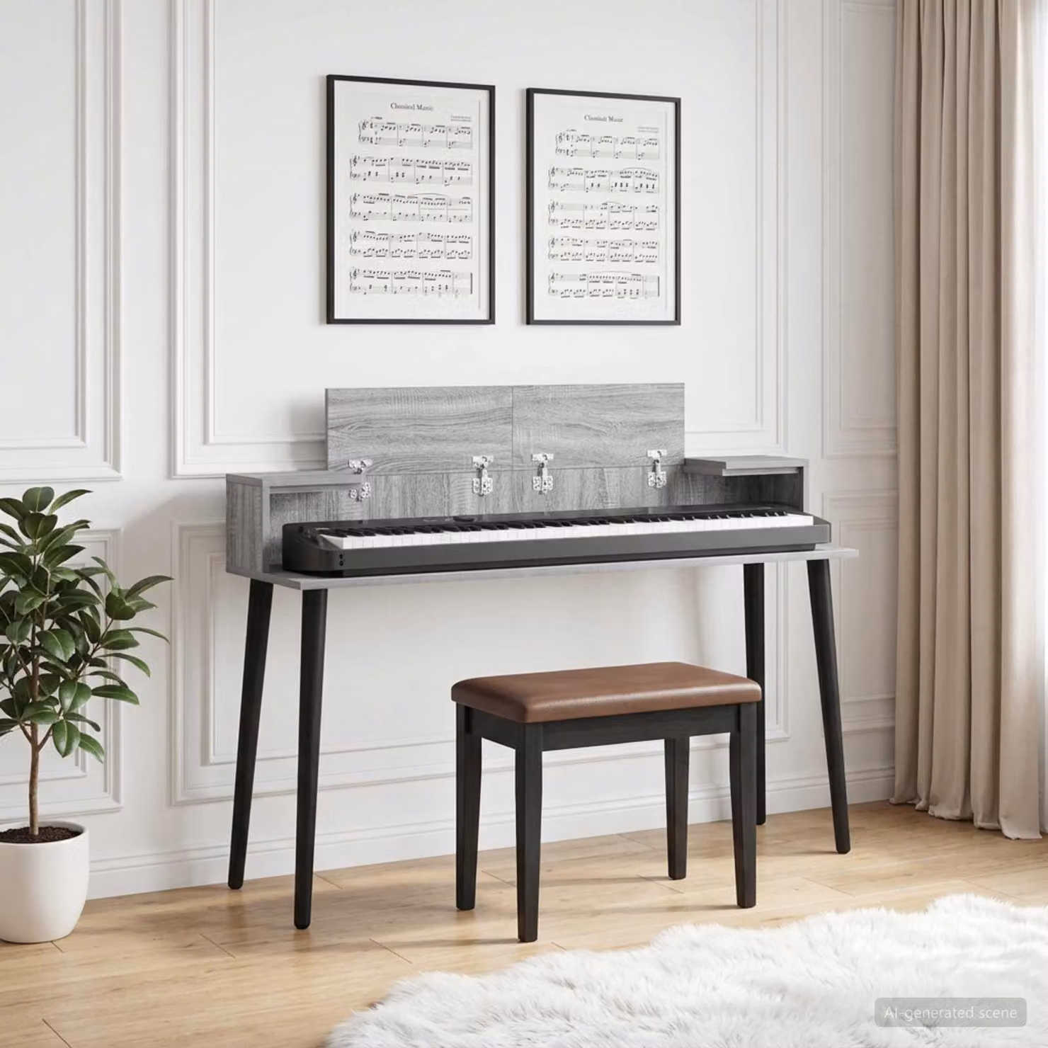 Scrivania da studio moderna vidaXL in MDF laminato grigio L 110 cm x P 36 cm x H 19,5 cm