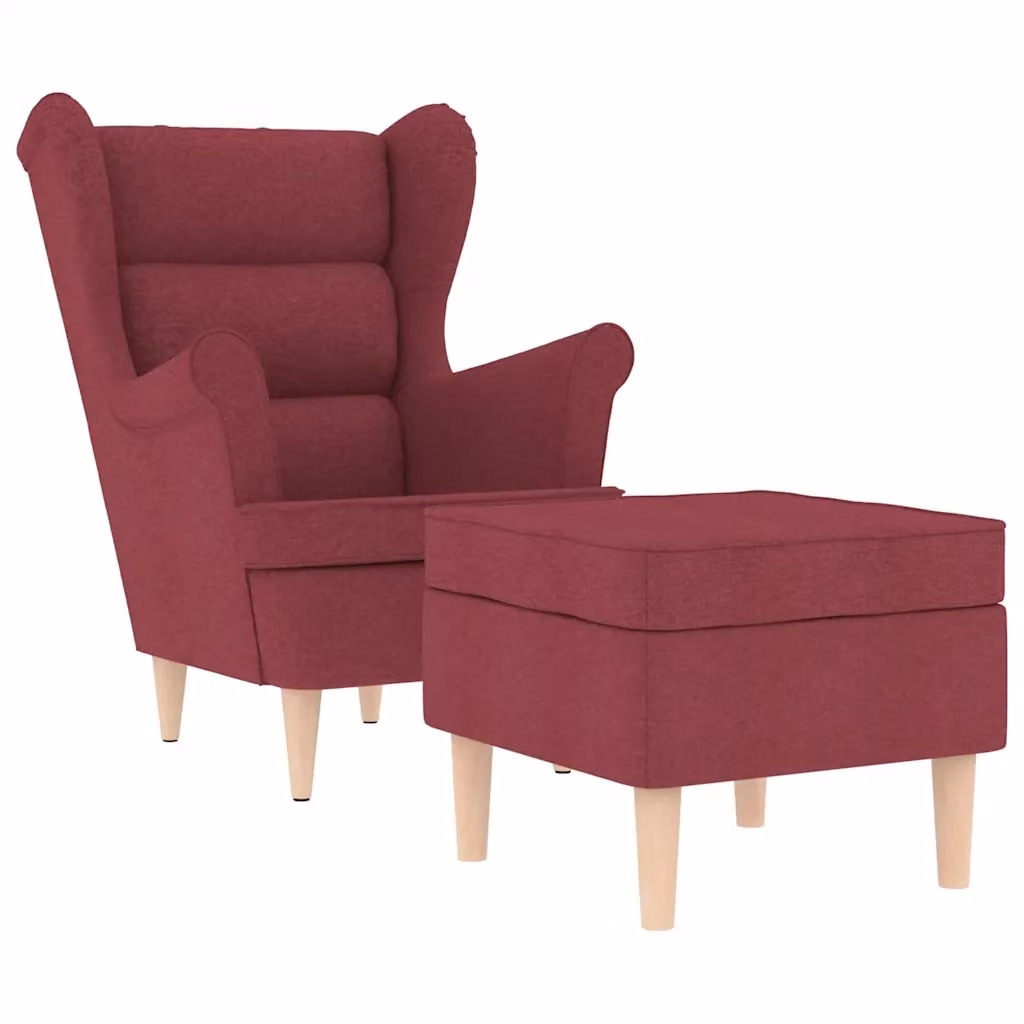 vidaXL Poltrona Relax con Poggiapiedi Integrato in Tessuto Rosso – 2