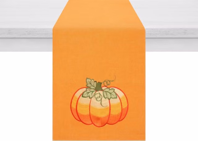Runner da tavola KASANOVA color arancione con motivo floreale autunnale L 150 x P 50 cm