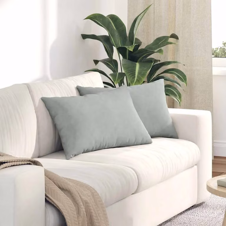 Set di 2 cuscini da divano vidaXL in velluto a coste grigio, L 60 cm x P 40 cm