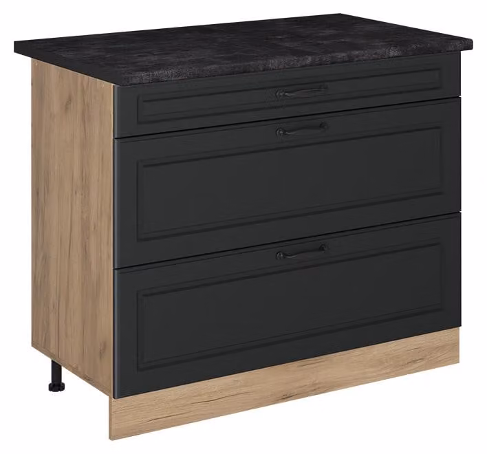 Mobiletto base per cucina Vicco R-Line Antracite country/Rovere dorato 100 cm piano di lavoro Antracite, Model 71628